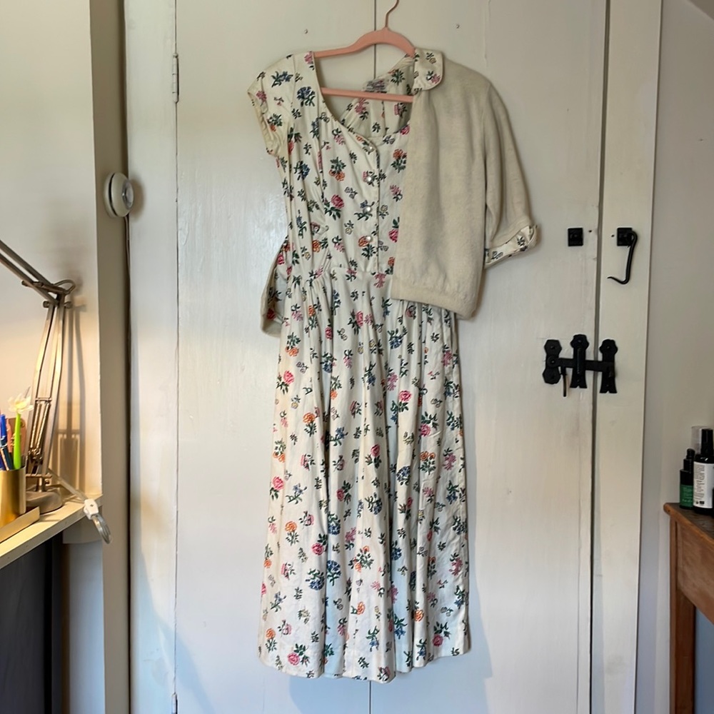 1950’s Prarie Dress w/Wool Cardigan